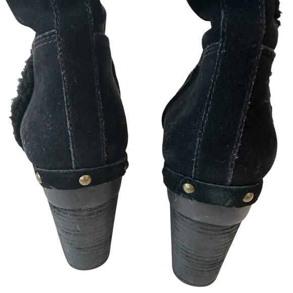 Ralph Lauren Boots Denim & Supply Black Suede Studded Faux Fur Women's Size 8.5 - Picture 7 of 9